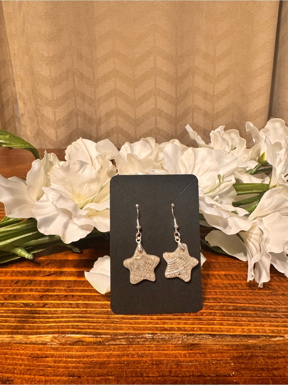 Star Boho Drop Earrings in Granite color
